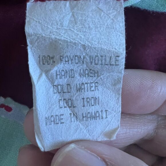 Tiare Teti Tahiti Dress Women XL Burgundy Mint Tunic Floral Rayon Hawaiian Aloha - Picture 11 of 11